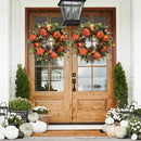 Halloween Fall Peony Pumpkins Wreath Plastic Holiday Wall Hanging Garlands Decor