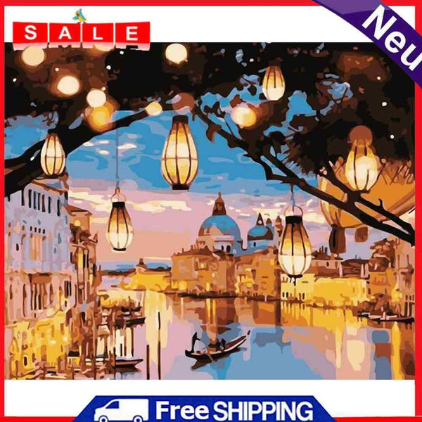 Oil Painting By Numbers Venice Night View Hand Painted Drawing DIY Kit No Frame