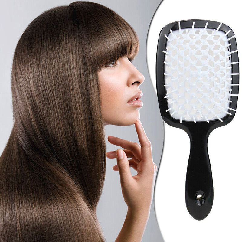 Hollow Detangling Hairdressing Comb Wet Dry Hair Scalp Plate Combs (Black) Newly