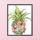 Partial Cross Stitch 14CT DIY Pineapple Flower Stamped Needlework Craft Home Art