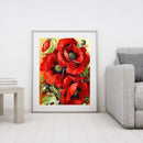 Oil Paint By Numbers Picture DIY Drawing Red Flower Acrylic Paint Decor Art