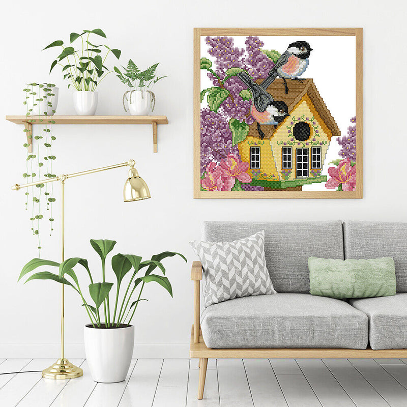 Partial Cross Stitch Birds House Embroidery Cotton Thread DIY Needleworks