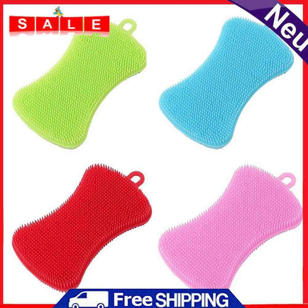 4pcs Silicone Dish Washing Brush Pot Pan Sponge Scrubber Kitchen Clean Tool