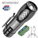 Aluminum Alloy LED Powerful Mini Flashlight USB Rechargeable tr