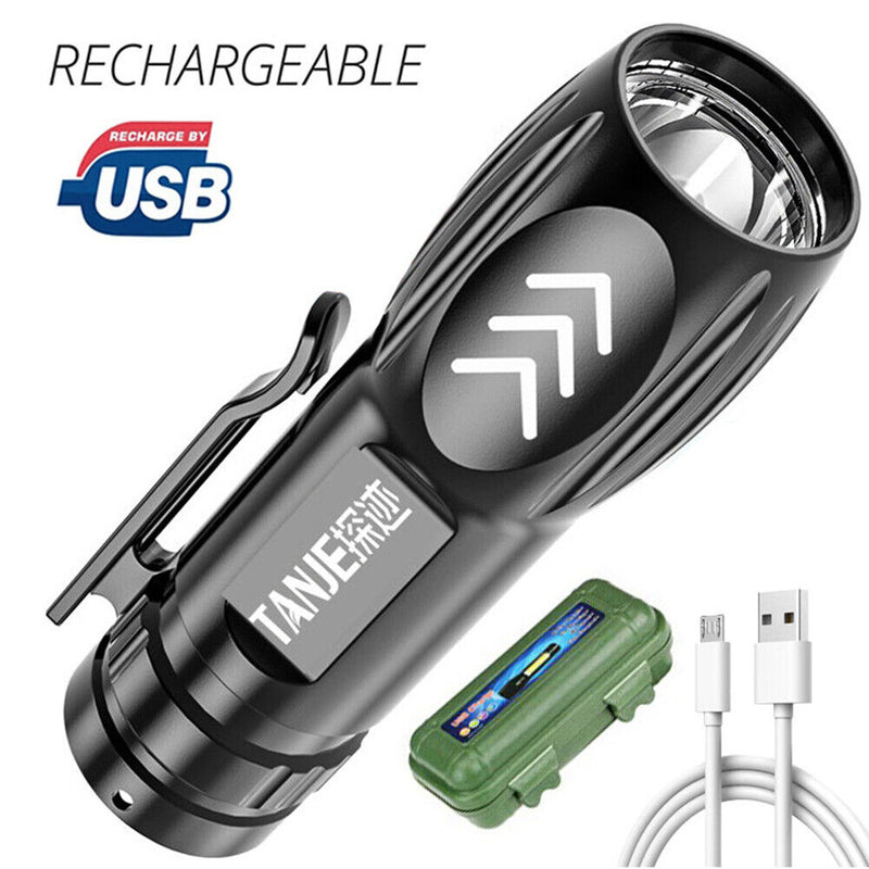 Aluminum Alloy LED Powerful Mini Flashlight USB Rechargeable tr