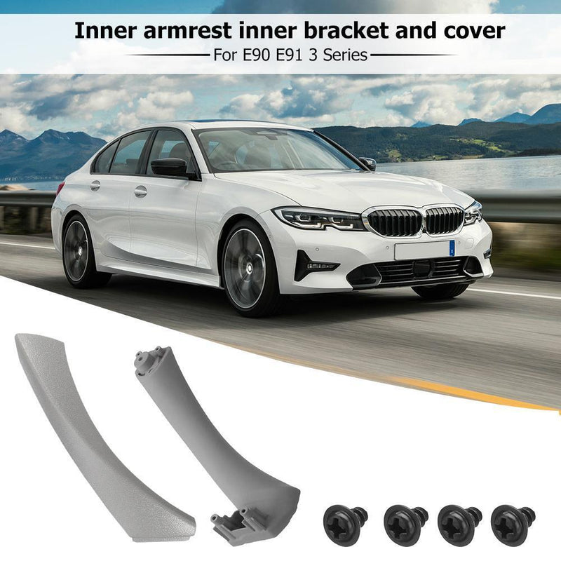 2pcs Right Side Inner Front Door Panel Pull Trim+Cover for  E90 E91 (Grey) Newly