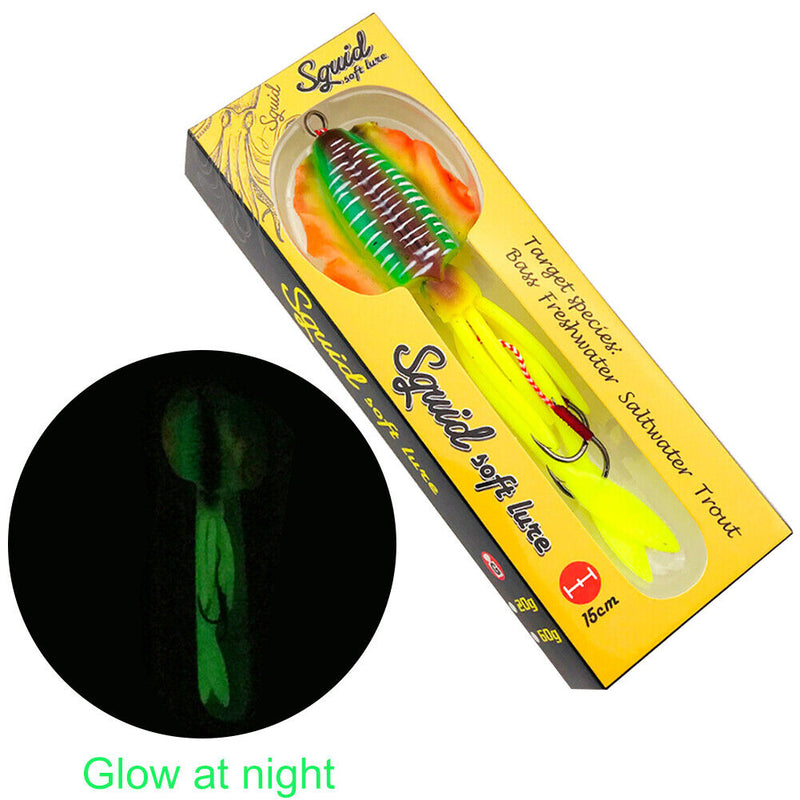 #A UV Luminous Simulation Bionic Squid Fishing Lures 60g 15cm Artificial Soft Ba