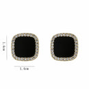 Simple Women Stud Earrings Rhinestone Earring Geometric Earrings Square Glaze