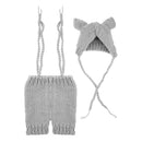 2pcs Cute Baby Studio Photography Props Clothing Set Knitted Overalls + Hat