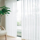 4pcs Solid Color Window Curtain Flower Pattern Valance White