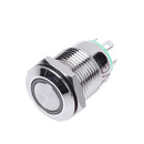 12mm 3V Waterproof Metal Button Auto-Reset Switch with LED Light(Green)