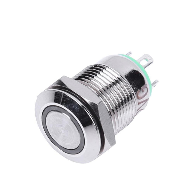 12mm 3V Waterproof Metal Button Auto-Reset Switch with LED Light(Green)