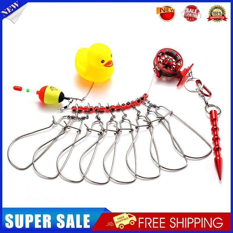 Stainless Steel Fish Buckle Lock Set Live Fishing Lock Belt Stringer (Red)