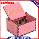 Retro Wood Manual Music Box Pink Beauty Girl Style Birthday Gift Ornaments
