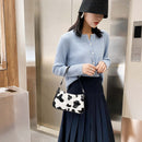Women Cow Printed Shoulder Underarm Bag Lady PU Casual Travel Handbags Purses