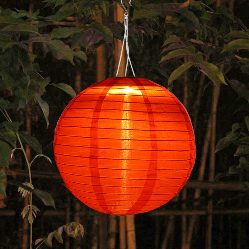 8 inch LED Round Solar Lantern Waterproof Pendant for Garden Decor (Red)