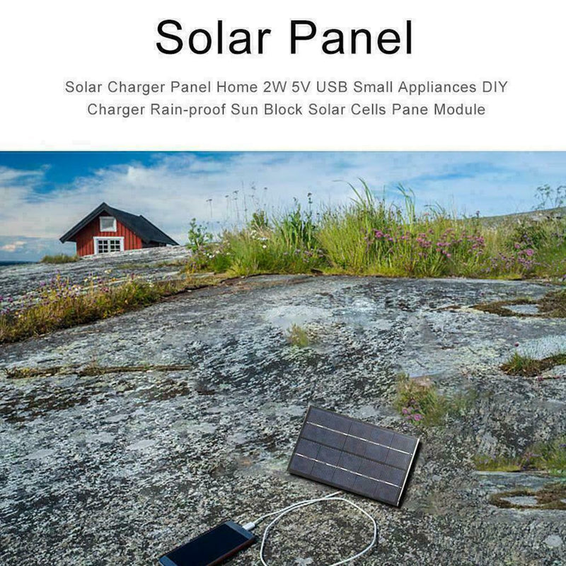 2W 5V Solar Panel USB Port Phone Charger Travel Portable E0V4