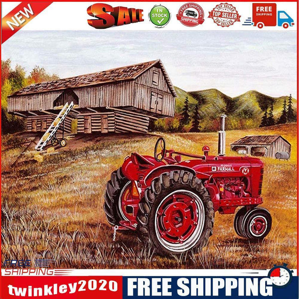 Frameless Oil Paint By Numbers Farm Car DIY Canvas Picture Craft for Home