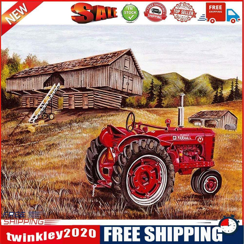 Frameless Oil Paint By Numbers Farm Car DIY Canvas Picture Craft for Home