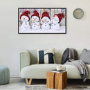 Full Cross Stitch Cotton Needlework Kit Printed Four Little Snowmen DIY Art