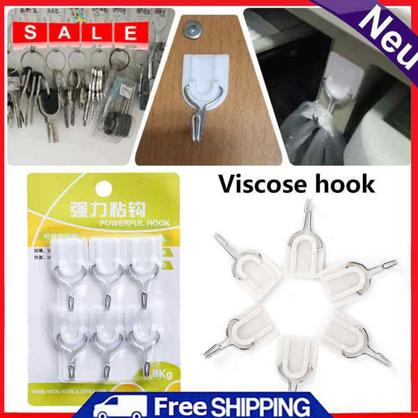 6pcs Viscose Hook Strong Wall Stickers Towel Holder Kitchen Bathroom Home Gadget