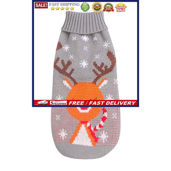 Dog Sweaters - Elk Pattern Turtleneck Pet Knitwear for Small Medium Dogs Cats