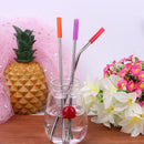 Stainless Steel Drinking Straw Reusable Silicone Cover Straw Dental Kit (2)