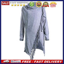 Women Long Sleeve Irregular Cardigan Loose Outerwear Tassel Tops Coat GrayL