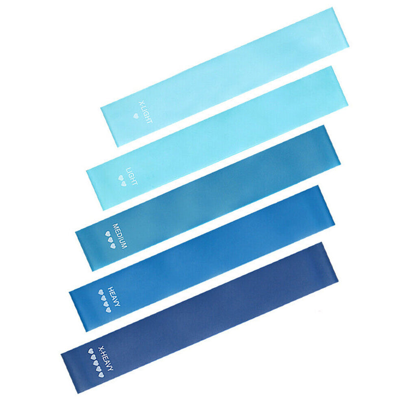 5x Sport Resistance Bands Elastic Fitness Pilates Pull Rope (Gradient Blue)