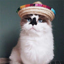 Buckle Cat Costume Pet Straw Hat Pet Ornaments Sombrero Mexican Straw Cap