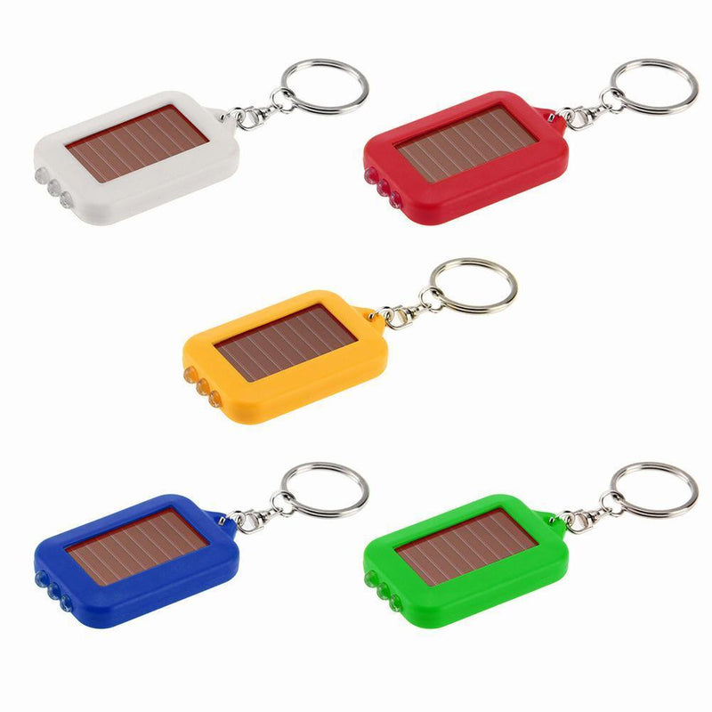 Mini Portable Solar 3 LED Light Keychain Camping Torch Flashlight (White)