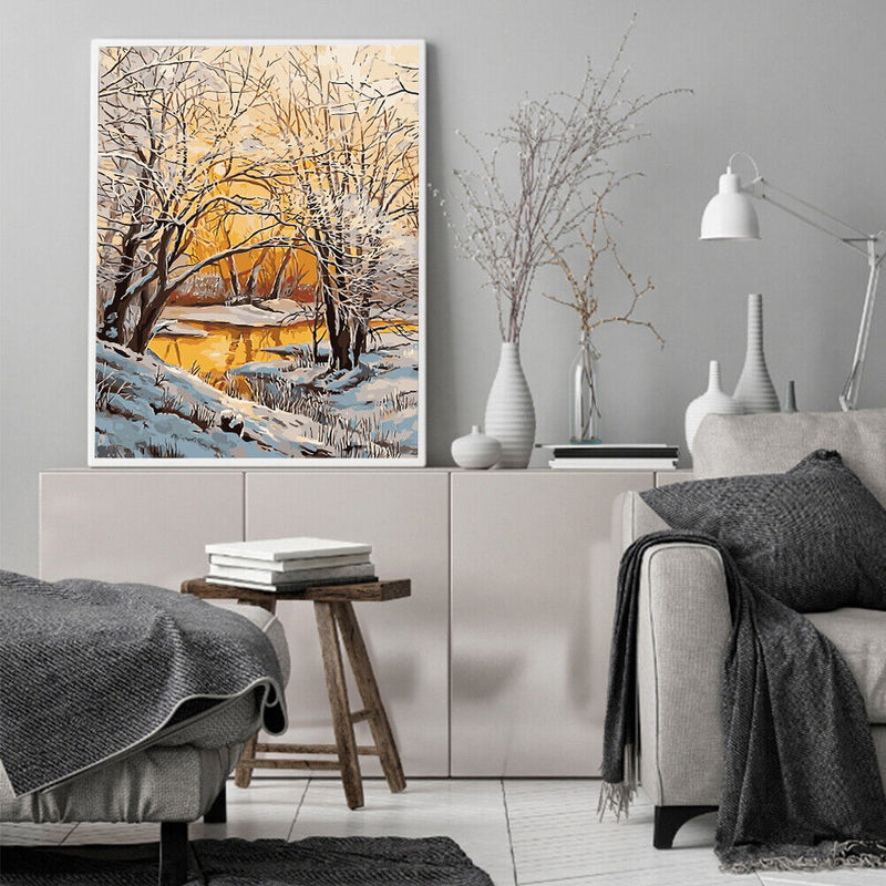 Snow Treetops Colouring Oil Canvas DIY Hand Painted Paint By Numbers Kit Artwork