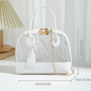 Clear Tote Crossbody Bag PVC Women Printed Star Shell Chain Shoulder Handbags