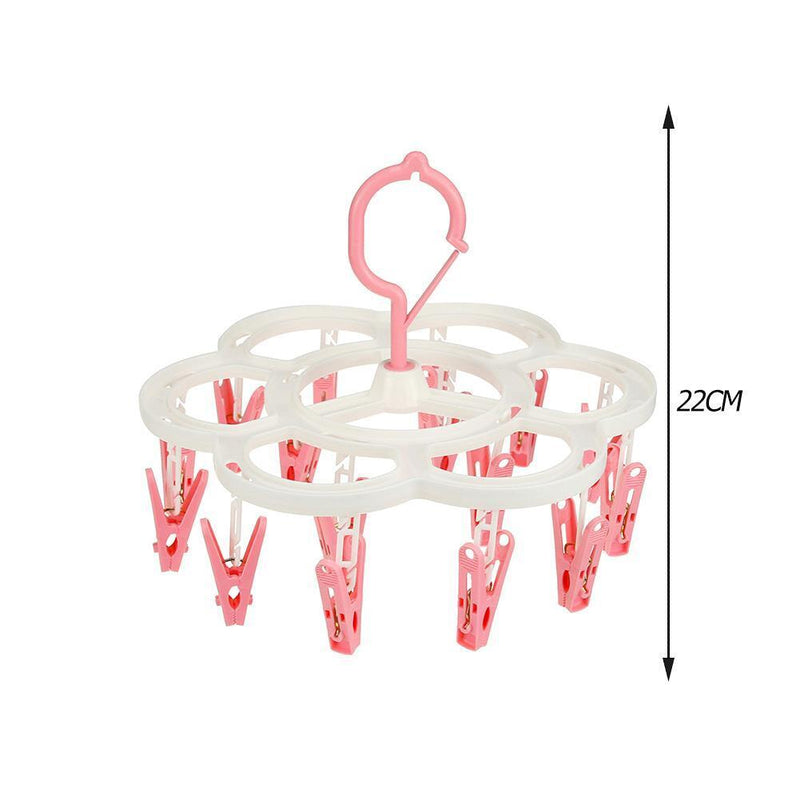 16 Clips Portable Socks Cloth Hanger Rack Clothespin Drying Rack Sock Holder