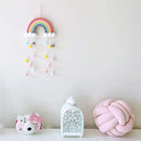 Handmade Woven Photo Prop Rainbow Tapestry Wall Hanging Decor Felt Ball Clouds