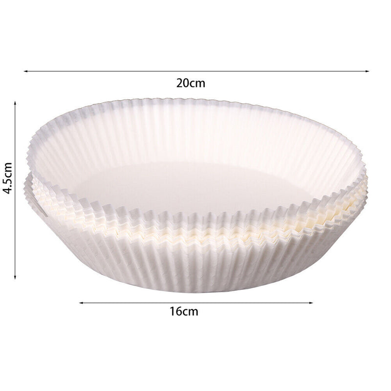 100x Air Fryer Disposable Paper Liner Steaming Wood Pulp Baking Mat (White)
