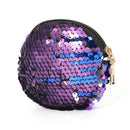 Multi Sequins Coin Wallet Women Change Purse Girl Round Clutch Bags (Purple