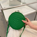 Mini Round Crossbody Bags Women Alligator Leather Shoulder Messenger Handbags