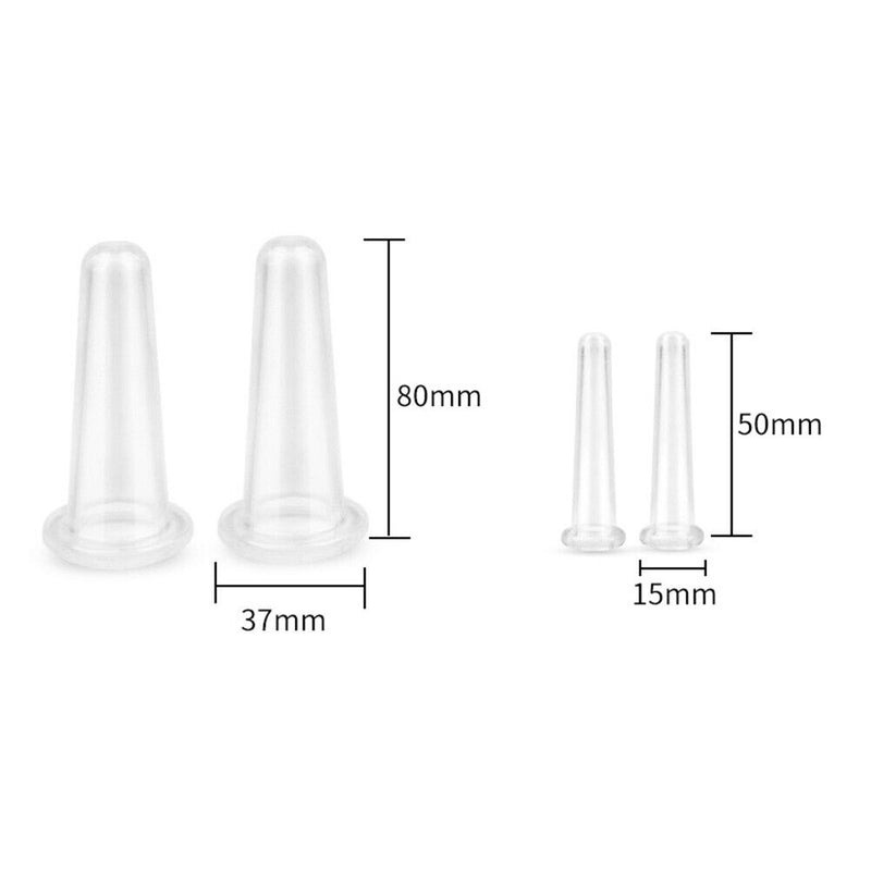 4pcs Silicone Cupping Can Vacuum Face Massage Cup Health Care Tool (White) Newly