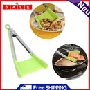 2pcs Clever Silicone Spatula Pliers Nonstick Heat Resistant Clips Grill Frame -