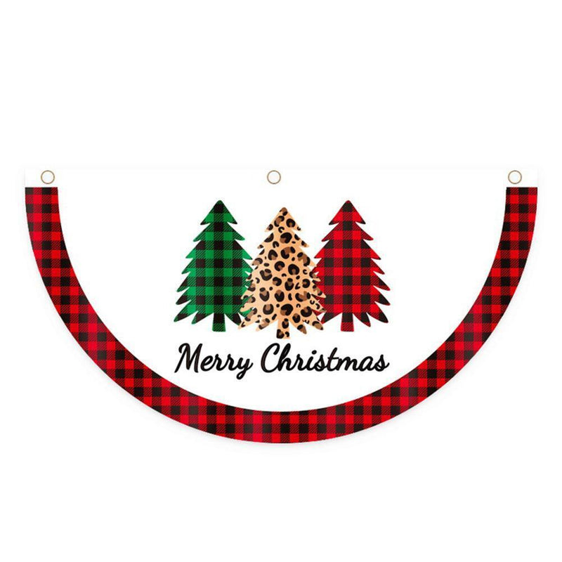 Christmas Half Fan Flag Fan-shaped Bunting Outdoor Xmas Decoration Gift (Wreath)