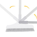 Long Handle Floor Scrub Brush 2 in 1 Window Wiper Floor Mop Clean (White)