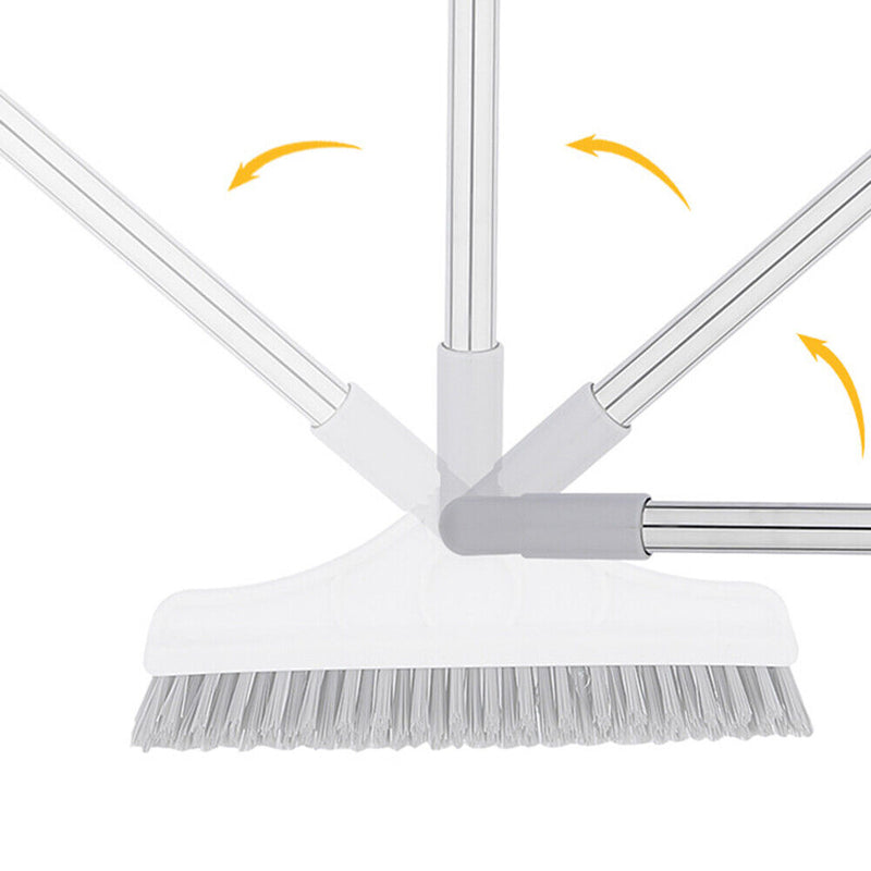 Long Handle Floor Scrub Brush 2 in 1 Window Wiper Floor Mop Clean (White)