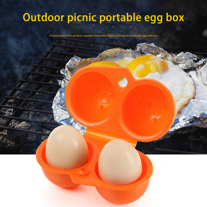 2 Grids Egg Storage Box Camping Picnic Hiking Carrier Egg Holder (Orange) Newly