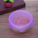 6pcs Silicone Food Fresh Saran Food Wrap Seal Cover (Purple) Newly