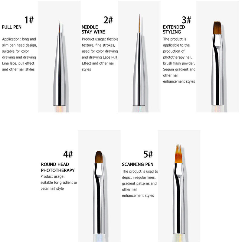 Nail Gel Brush Liquid Powder Carving Gel Smudge Line Drawing Pen for Manicure