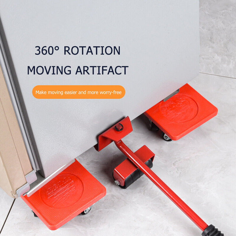 5pcs Furniture Mover Tool Set Furniture Transport Lifter Stuffs Roller Wheel Bar