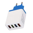 4 USB Wall Charger Phone Fast Charging Charger EU Plug Adapter (Dark Blue)