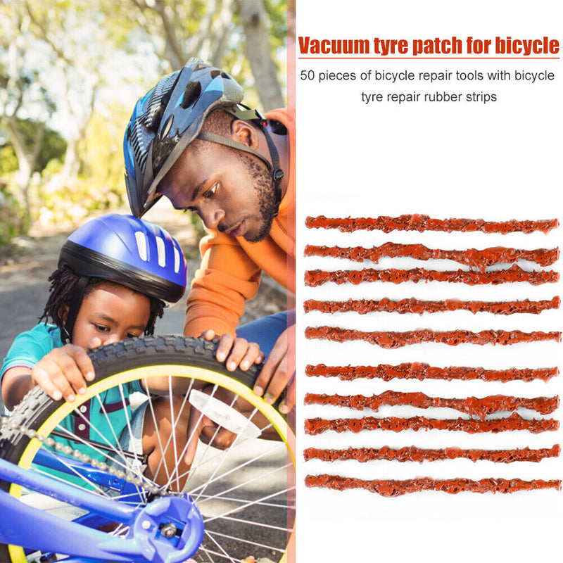 50pcs Bicycle Tyre Puncture Tubeless Tire Seals Repair Strips for Mountain Bike