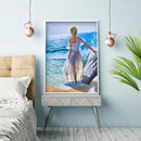 Full Embroidery Seaside Girl DIY Printed Cross Stitch Kit 11CT Needlework Sets